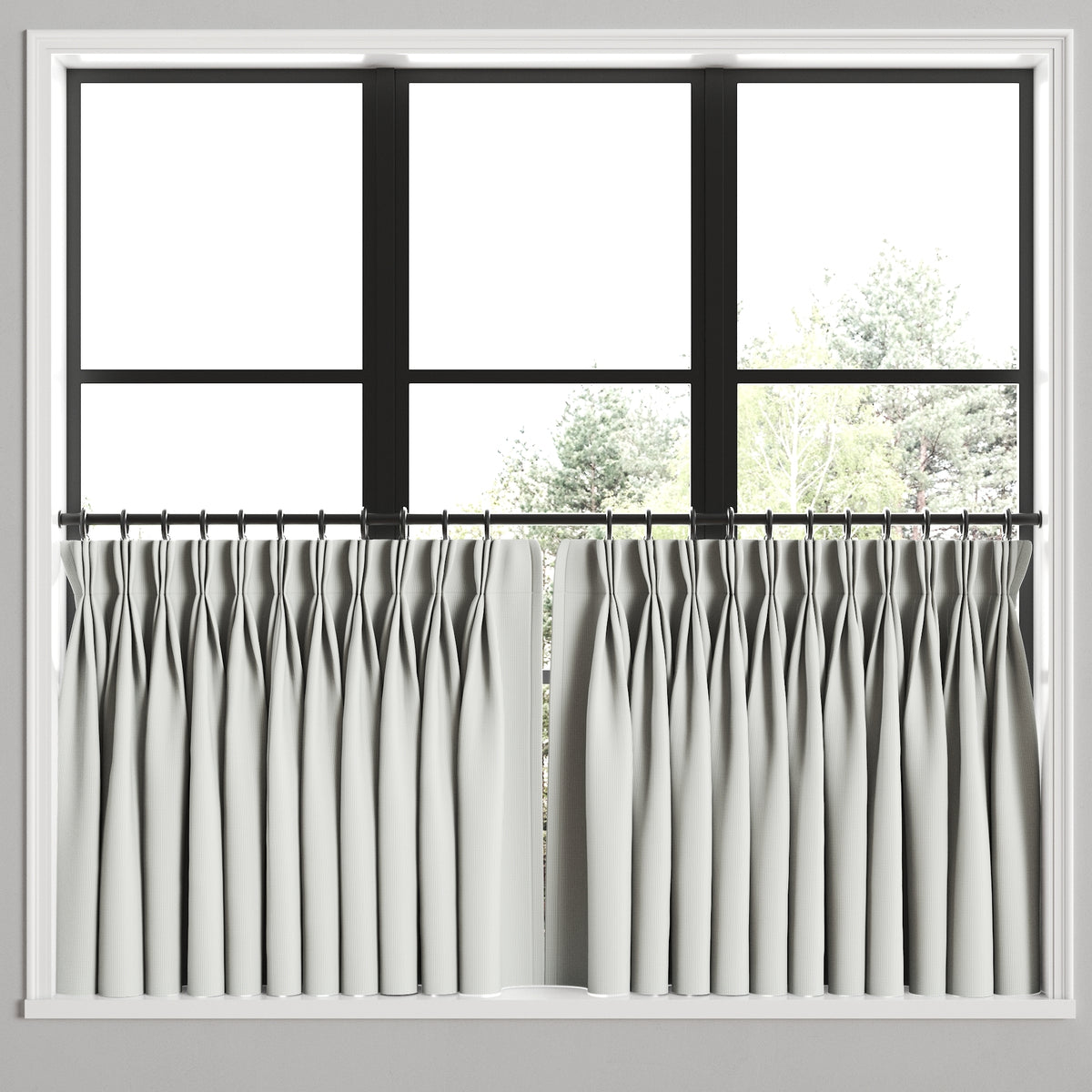 Pinch Pleat Cafe Curtains in Baldwin - Fog