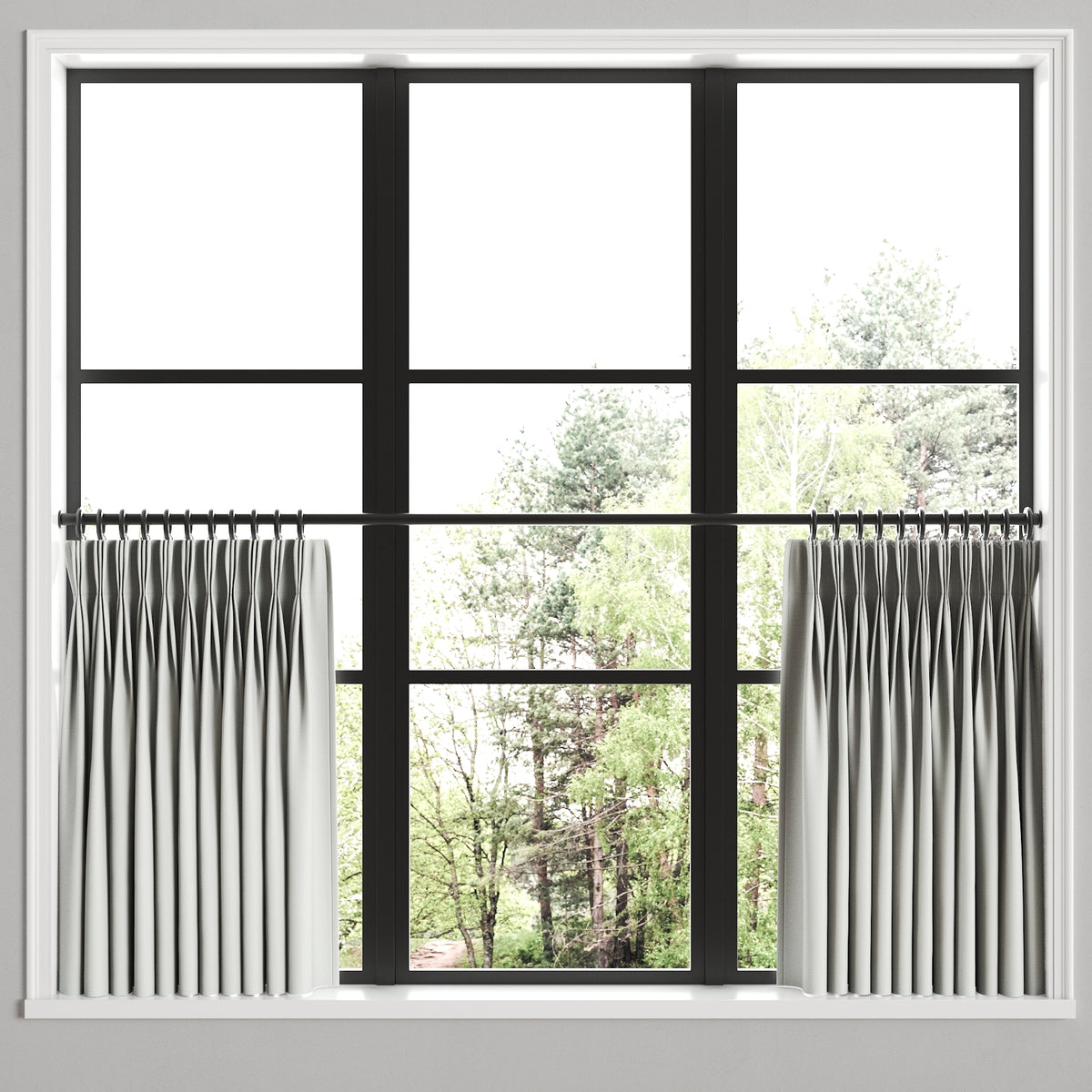 Pinch Pleat Cafe Curtains in Baldwin - Fog