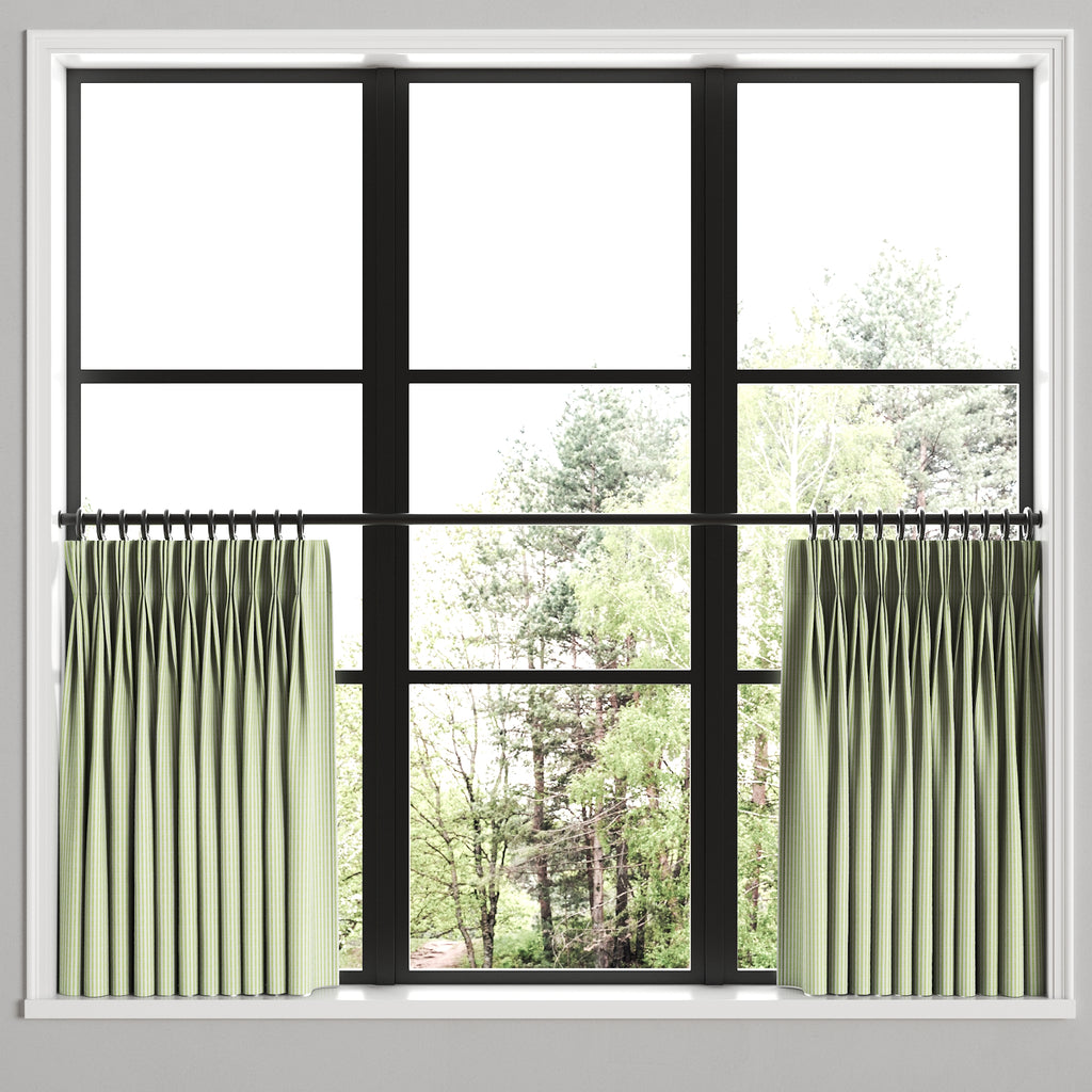 Pinch Pleat Cafe Curtains in Baldwin - Grass
