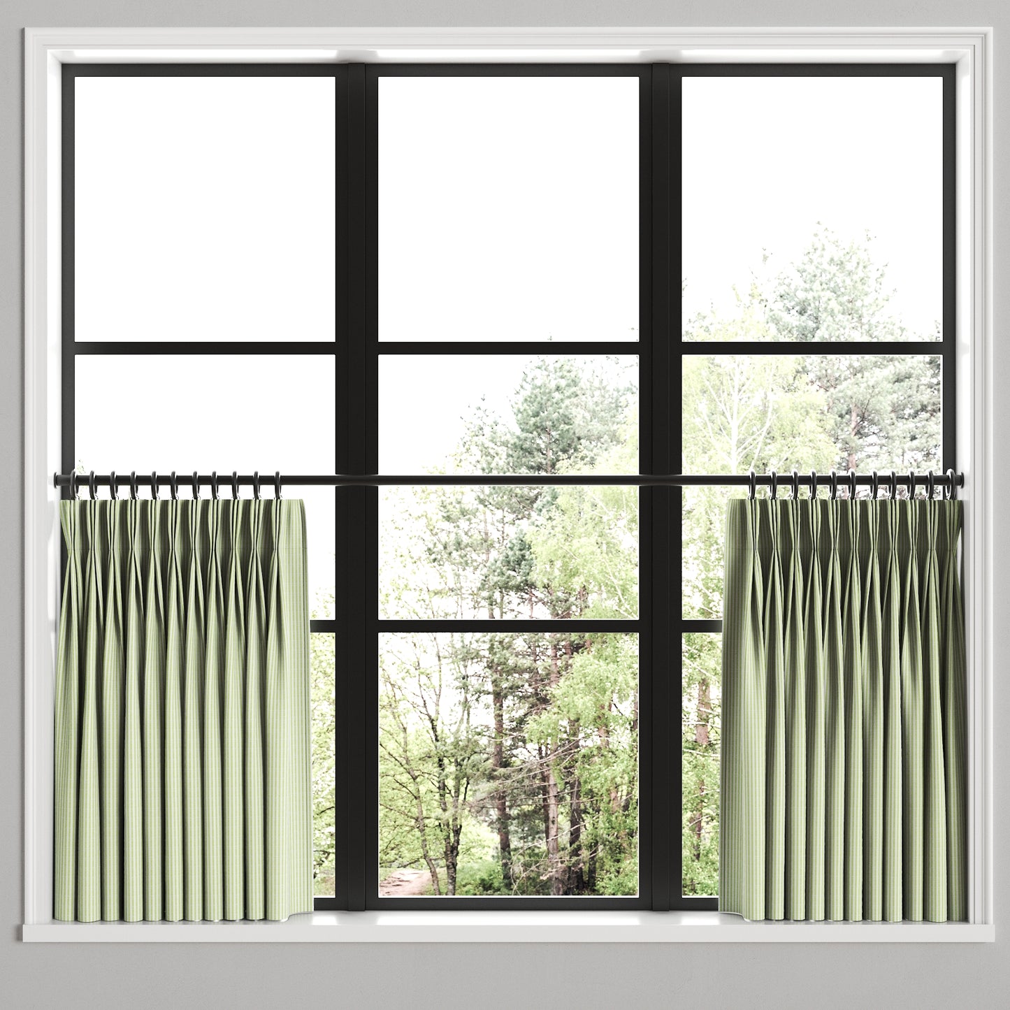 Pinch Pleat Cafe Curtains in Baldwin - Grass