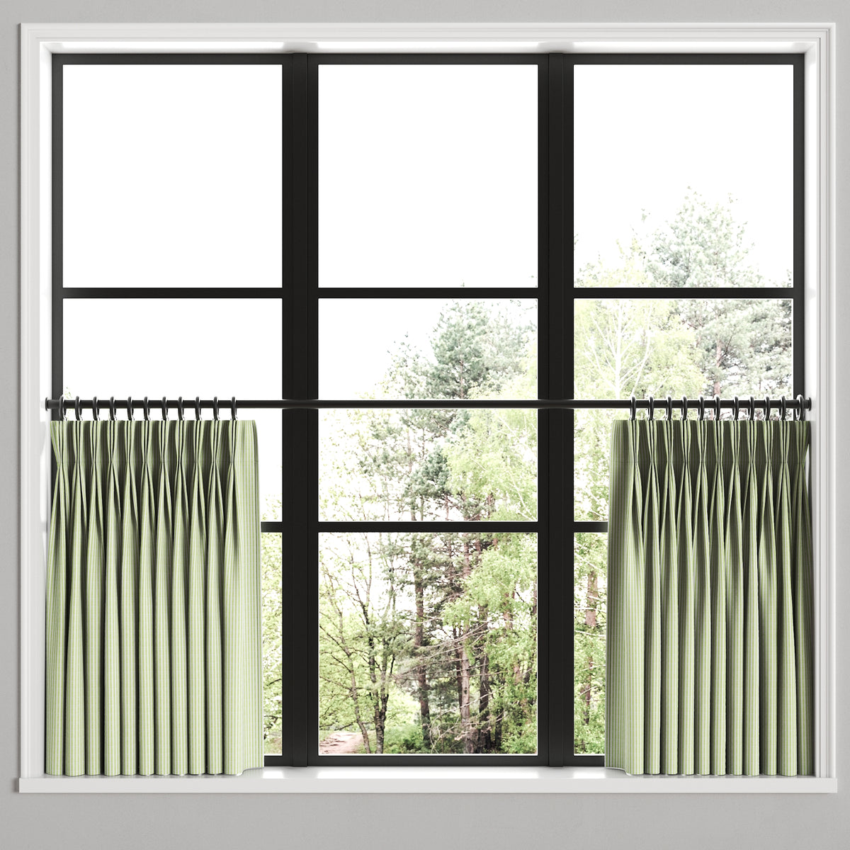Pinch Pleat Cafe Curtains in Baldwin - Grass