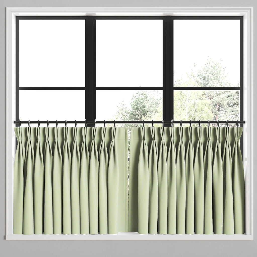 Pinch Pleat Cafe Curtains in Baldwin - Grass