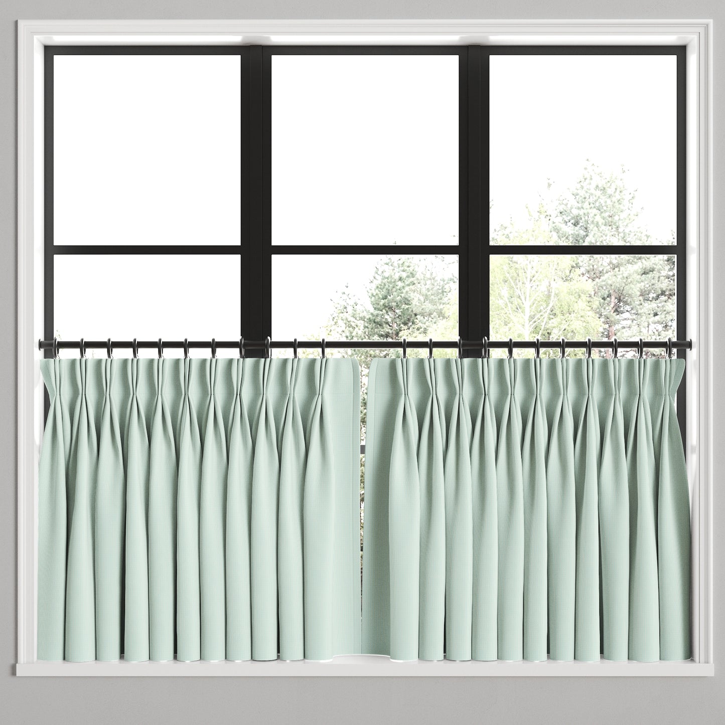 Pinch Pleat Cafe Curtains in Baldwin - Cornflower