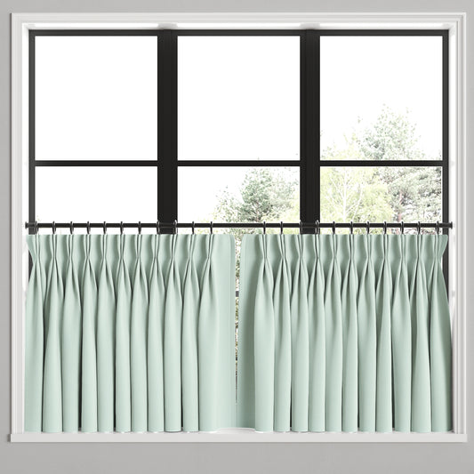 Pinch Pleat Cafe Curtains in Baldwin - Cornflower