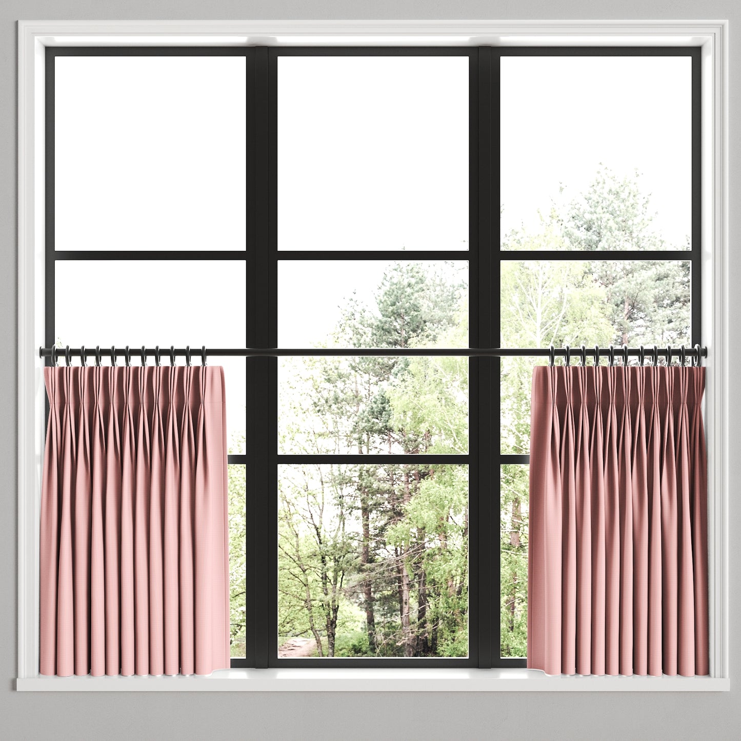 Pinch Pleat Cafe Curtains in Baldwin - Scarlet