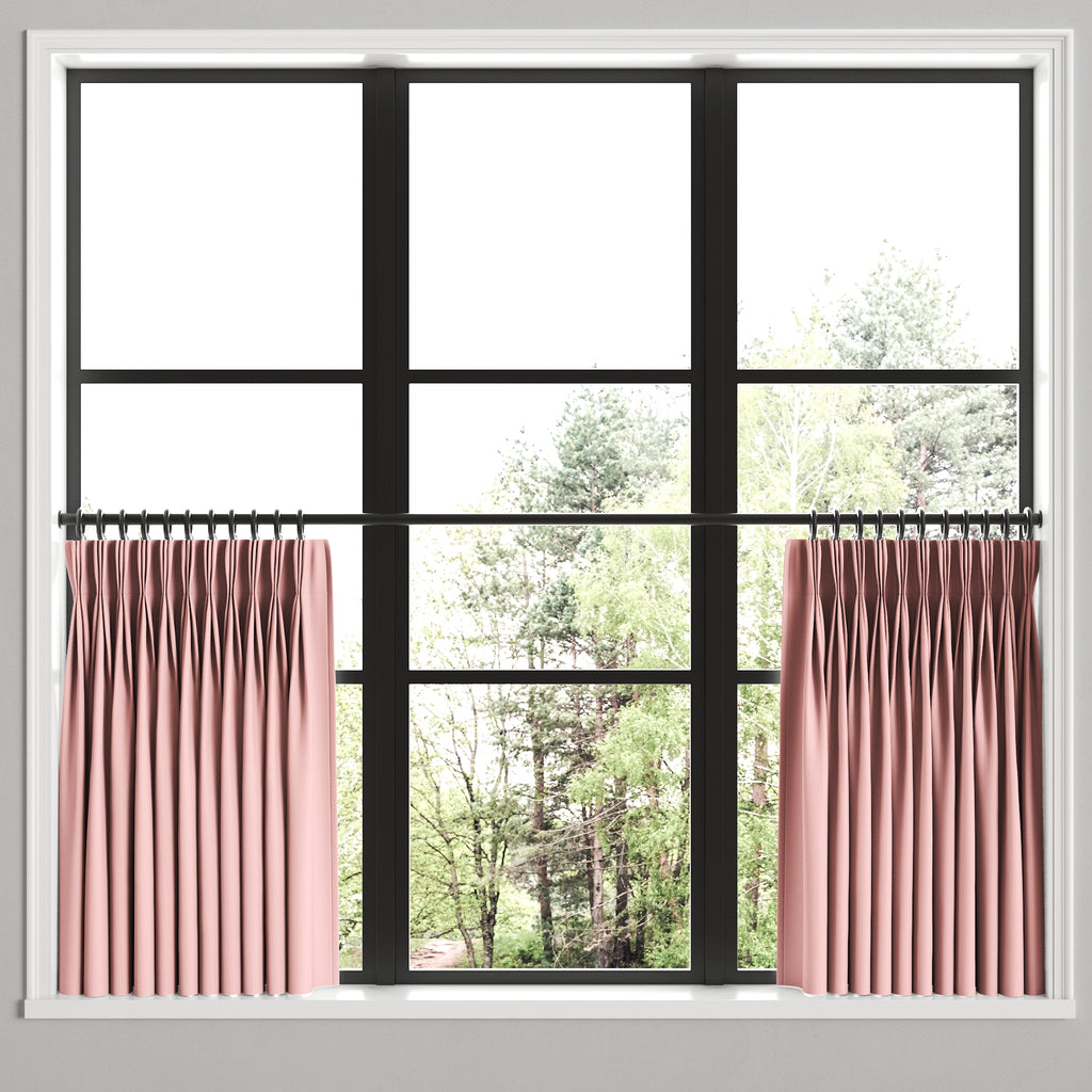 Pinch Pleat Cafe Curtains in Baldwin - Scarlet
