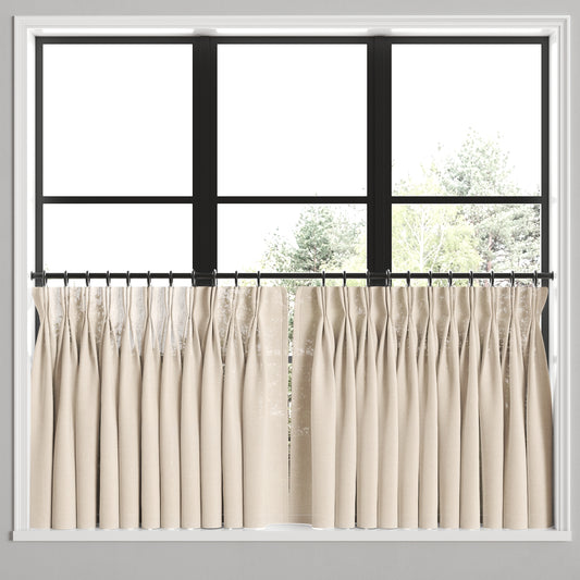 Pinch Pleat Cafe Curtains in Linen Sheer - Ecru