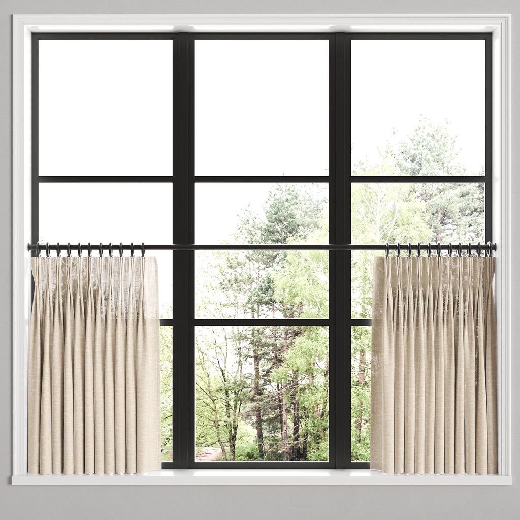 Pinch Pleat Cafe Curtains in Linen Sheer - Ecru