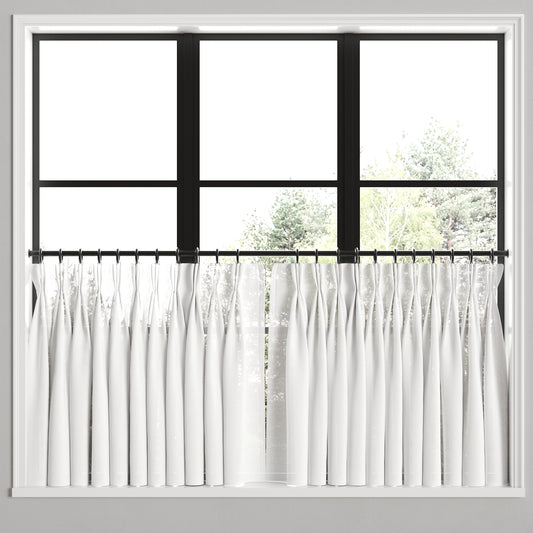 Pinch Pleat Cafe Curtains in Linen Sheer - White