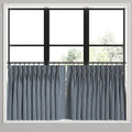 Pinch Pleat Cafe Curtains in Little White Line - Blueberry