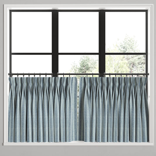Pinch Pleat Cafe Curtains in Nautical Stripes - Surfs Up