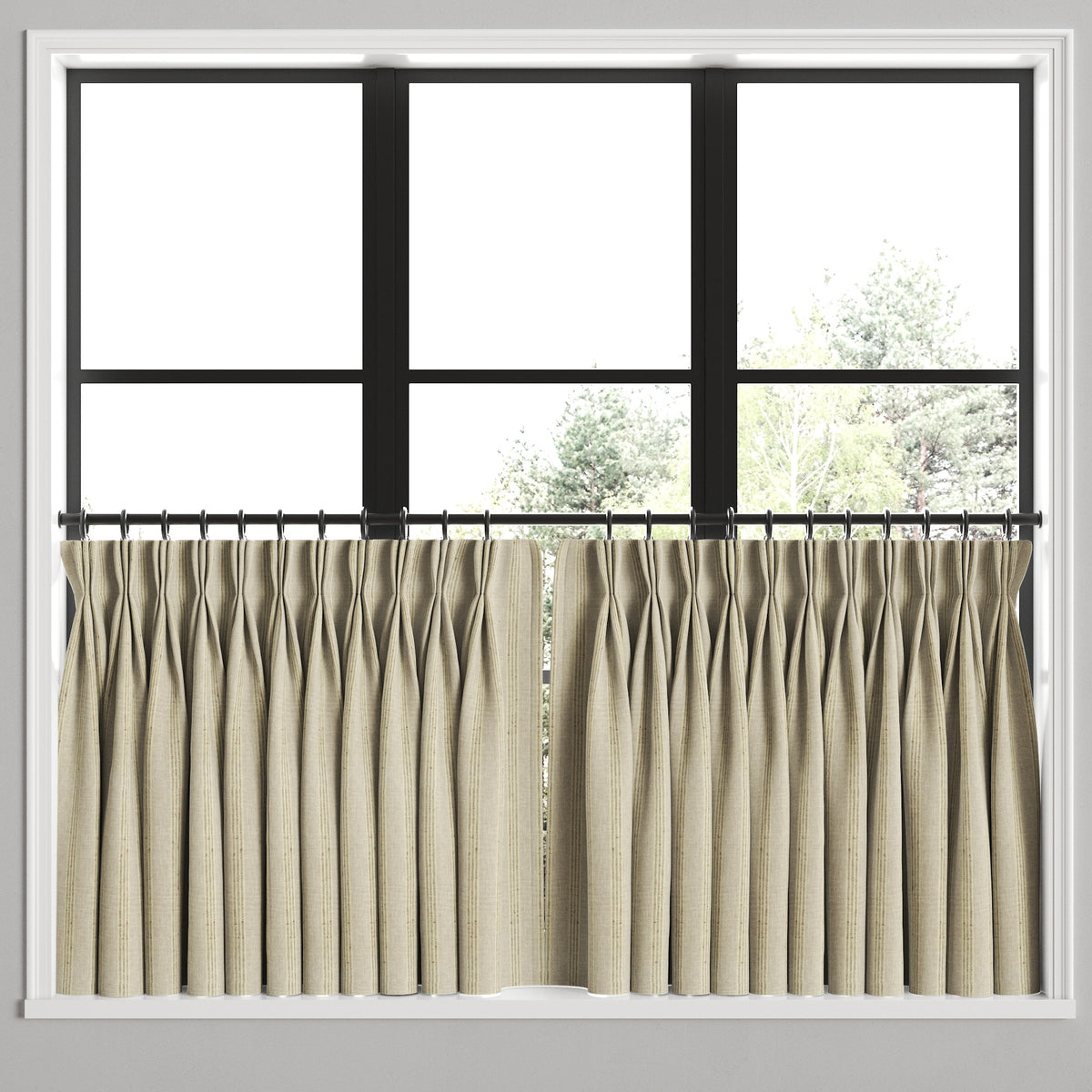 Pinch Pleat Cafe Curtains in Nautical Stripes - Beachy