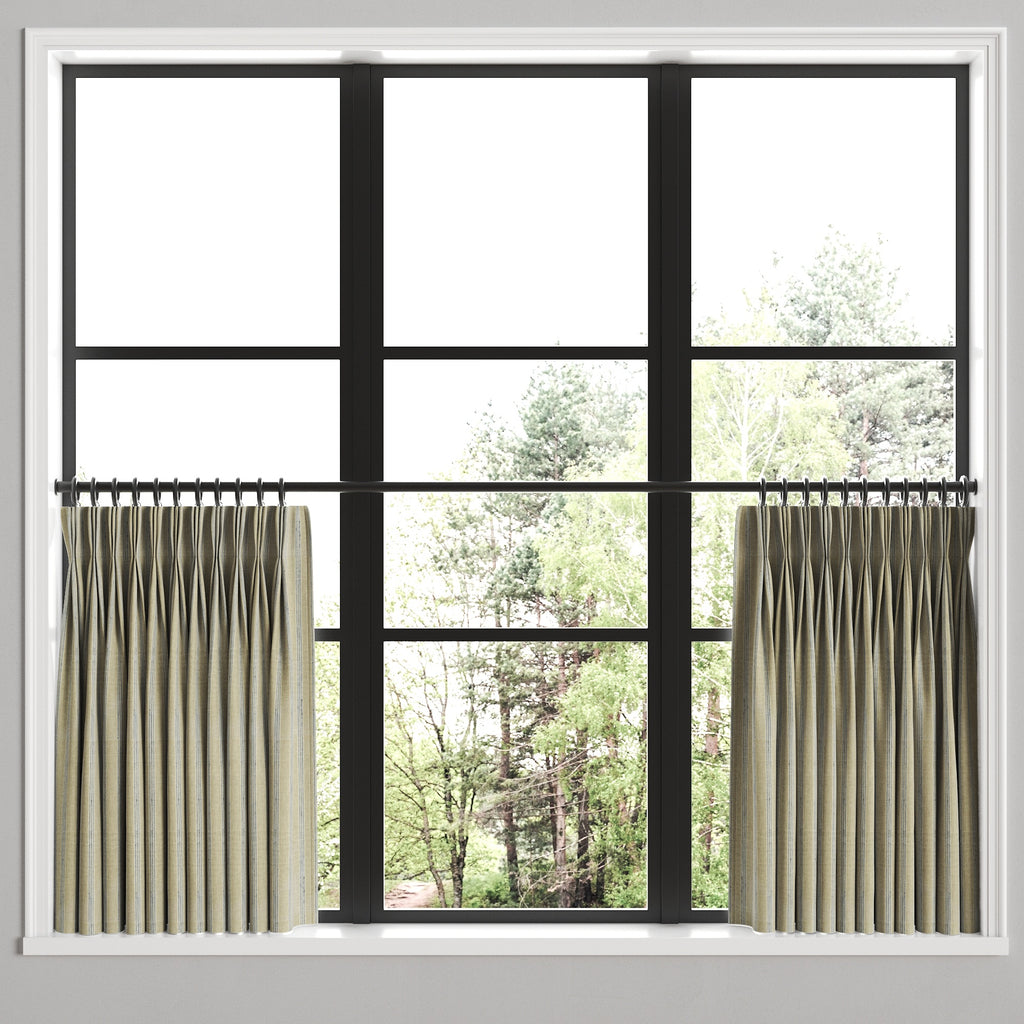 Pinch Pleat Cafe Curtains in Nautical Stripes - Shoreline