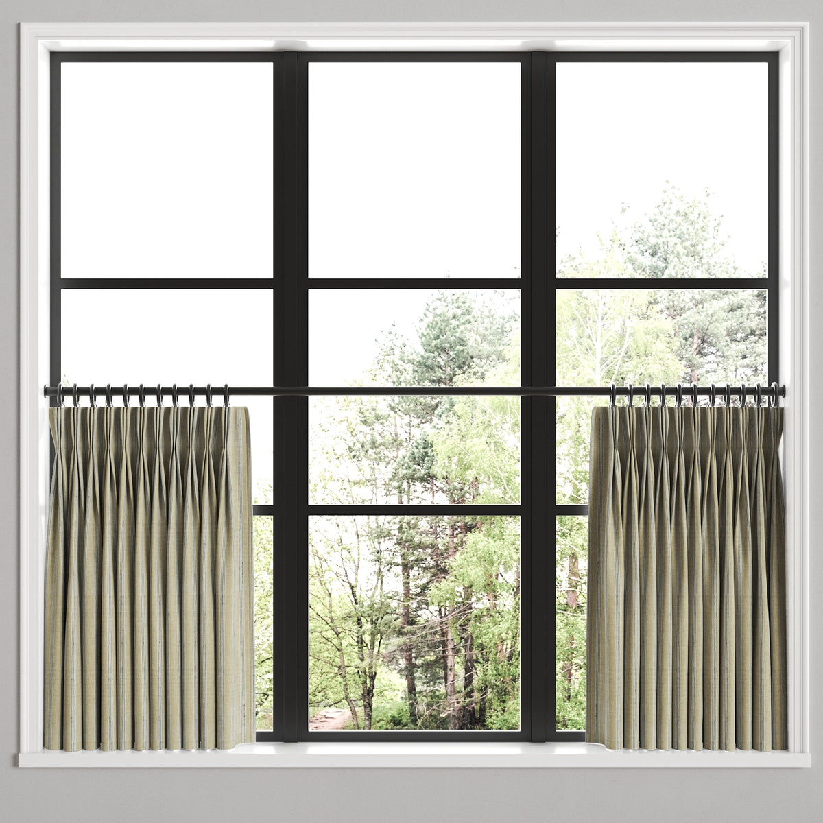 Pinch Pleat Cafe Curtains in Nautical Stripes - Shoreline