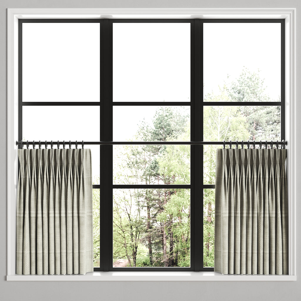 Pinch Pleat Cafe Curtains in Moray Dove