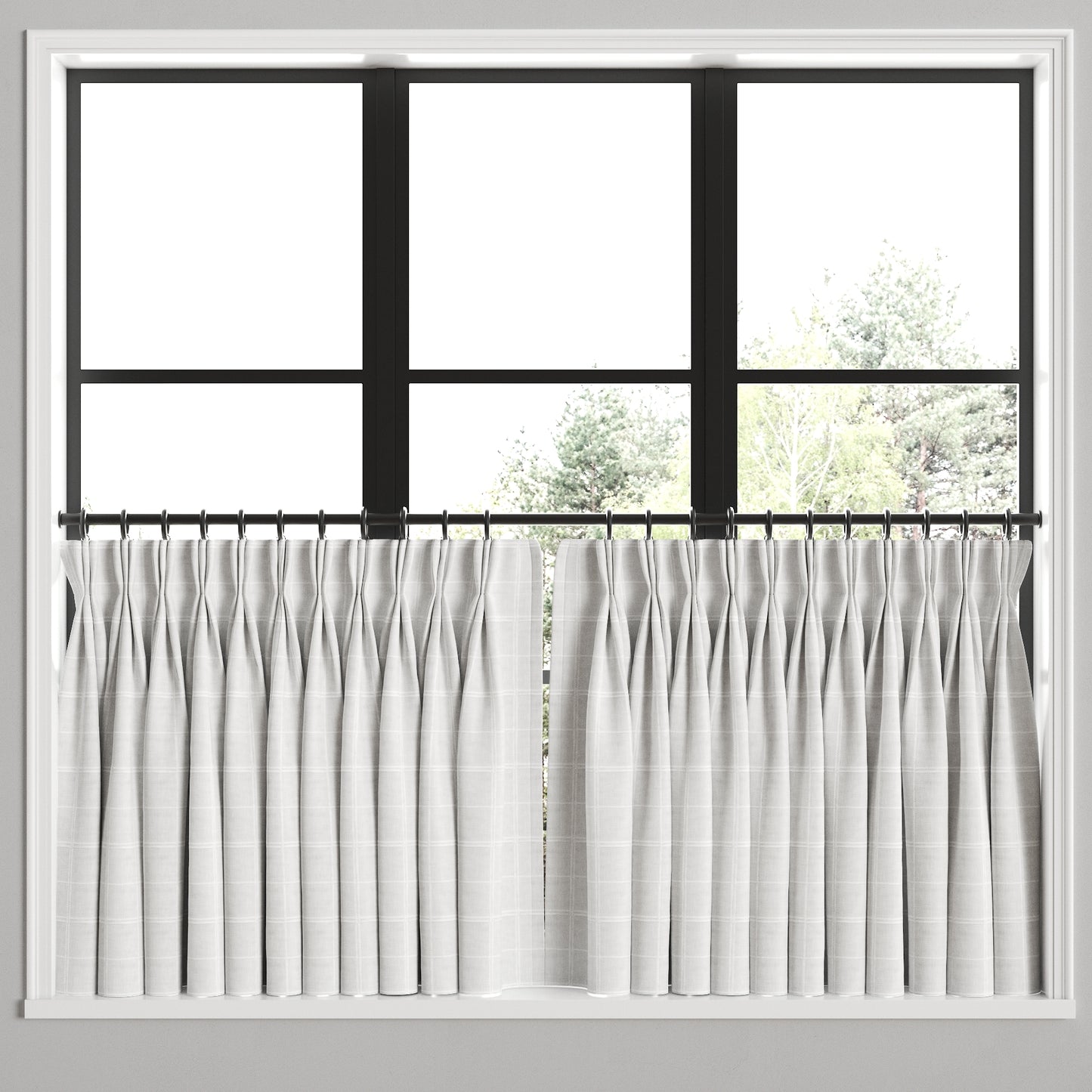 Pinch Pleat Cafe Curtains in Moray Pearl