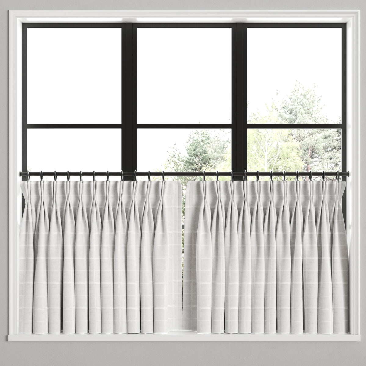 Pinch Pleat Cafe Curtains in Moray Pearl