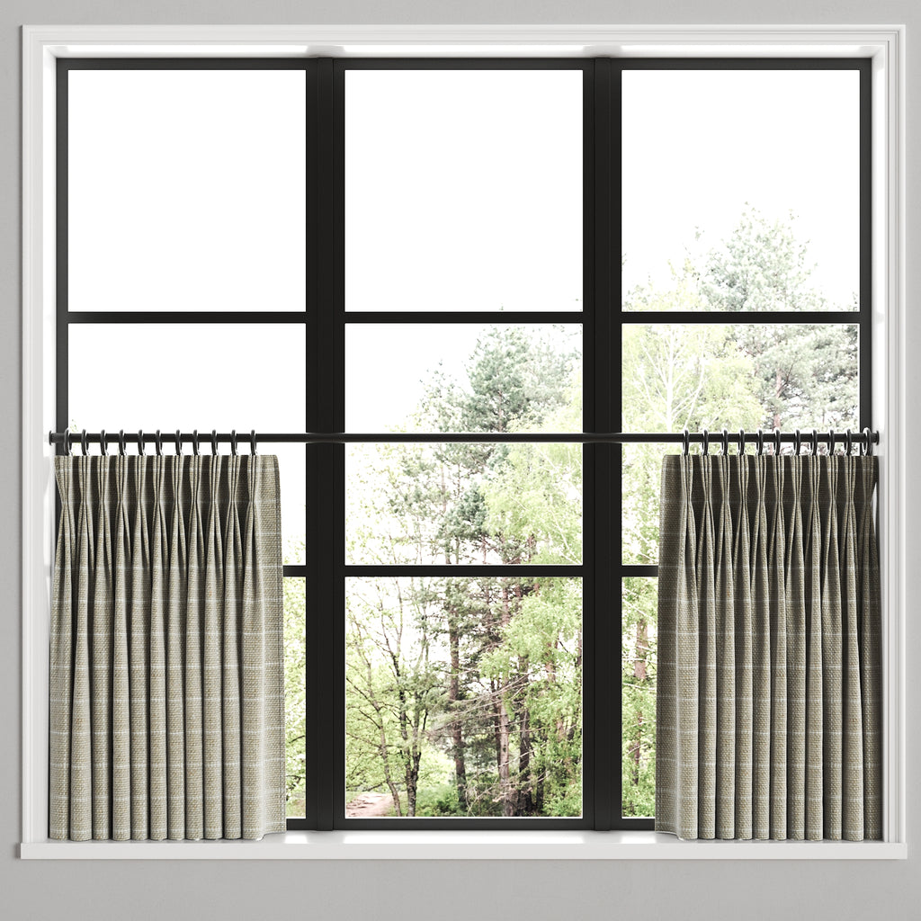 Pinch Pleat Cafe Curtains in 100% Linen - Hazelnut