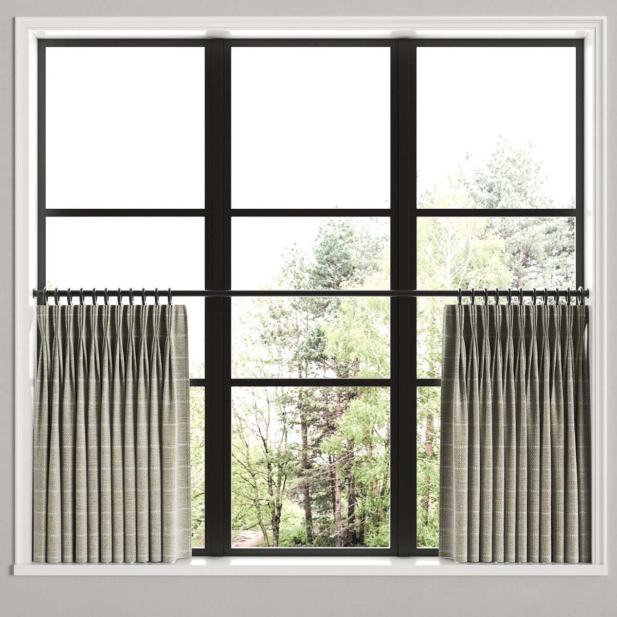 Pinch Pleat Cafe Curtains in 100% Linen - Hazelnut