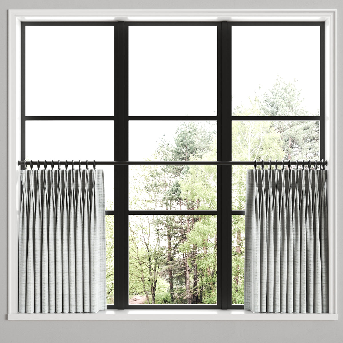 Pinch Pleat Cafe Curtains in 100% Linen - Salt Air