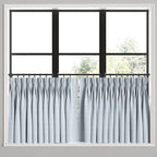 Pinch Pleat Cafe Curtains in Gingham - Blue Jean
