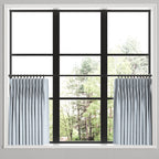 Pinch Pleat Cafe Curtains in Gingham - Blue Jean
