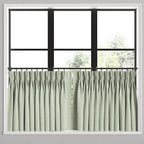 Pinch Pleat Cafe Curtains in Gingham - Sage