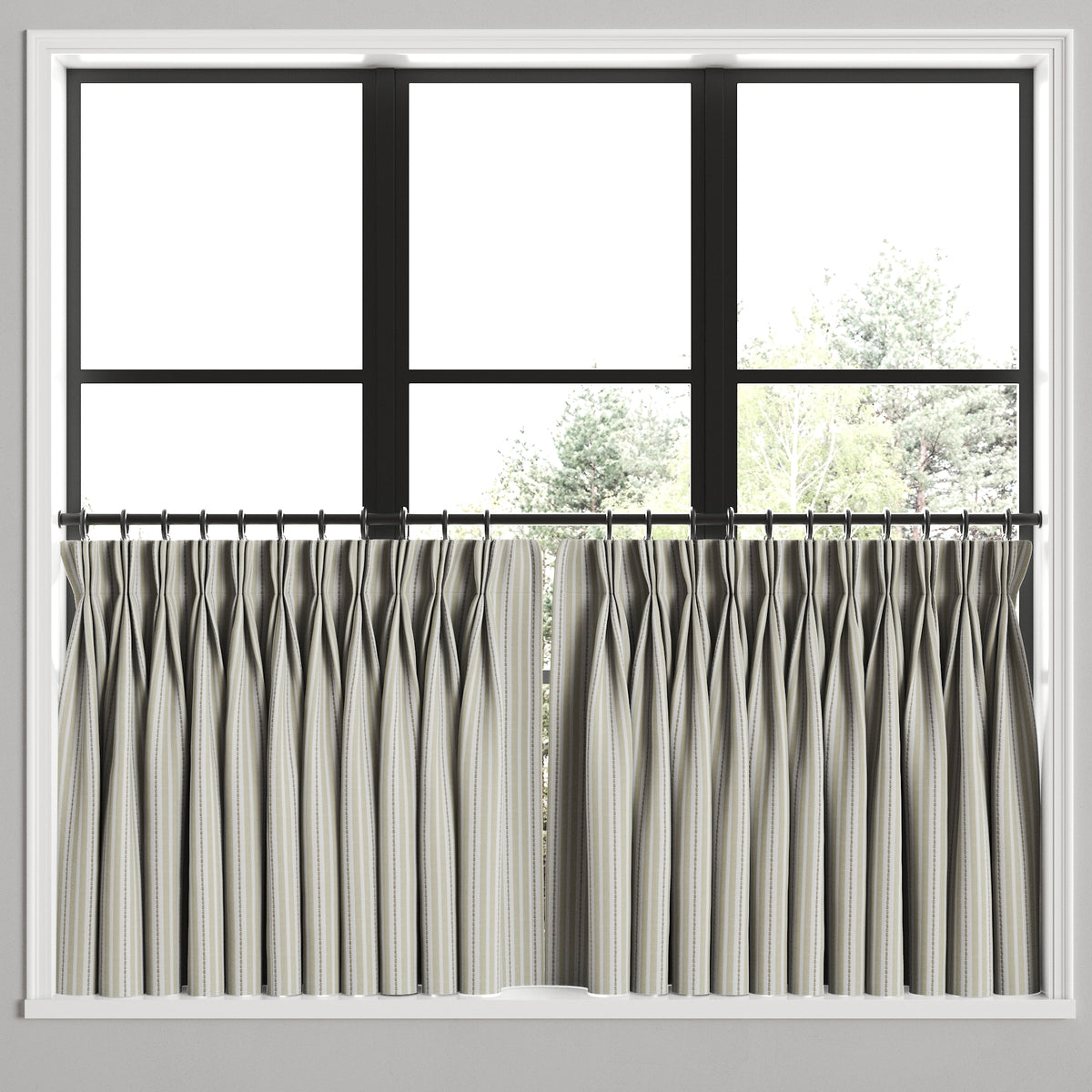 Pinch Pleat Cafe Curtains in Murali Linen