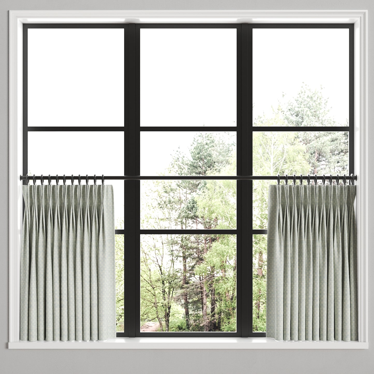 Pinch Pleat Cafe Curtains in Ditsy - Fresh Blue