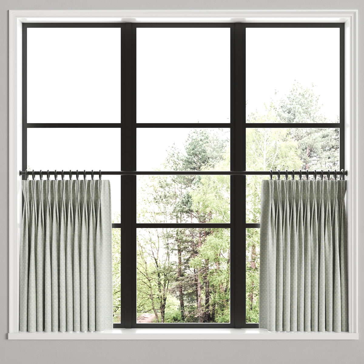 Pinch Pleat Cafe Curtains in Ditsy - Fresh Blue