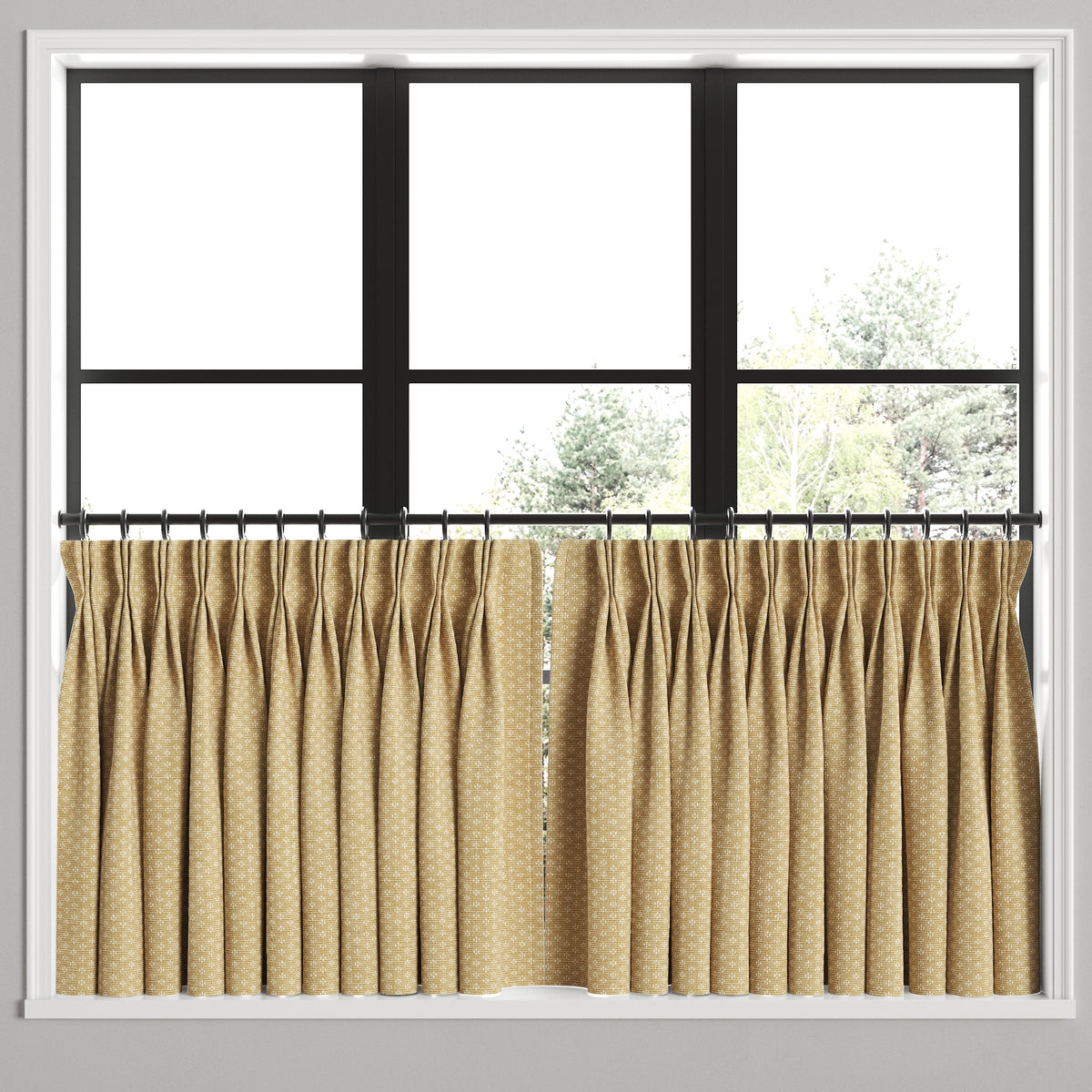 Pinch Pleat Cafe Curtains in Ditsy - Saddle