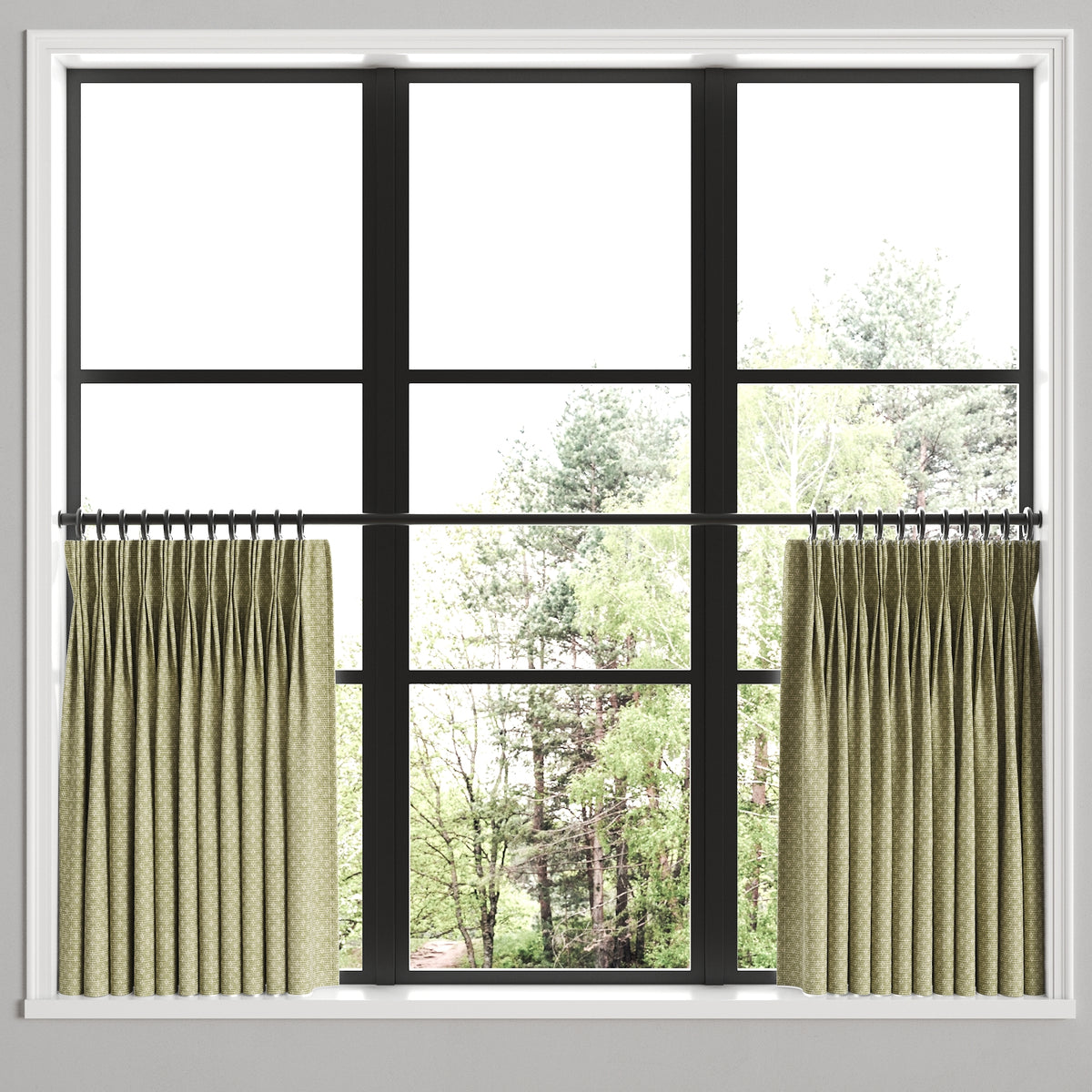 Pinch Pleat Cafe Curtains in Ditsy - Seaweed