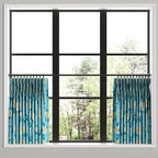 Pinch Pleat Cafe Curtains in Grandma's Floral - Pale Blue