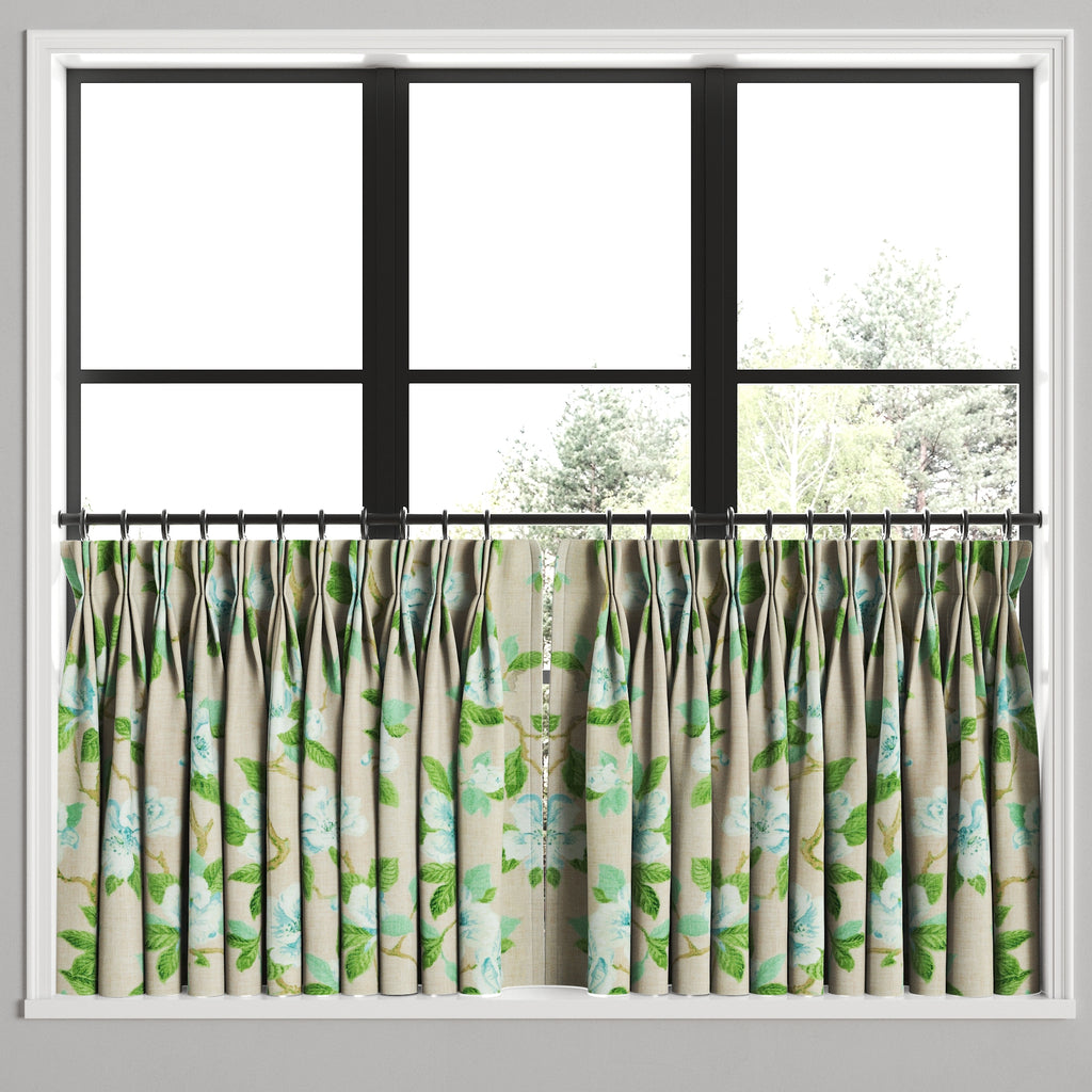 Pinch Pleat Cafe Curtains in Grandma's Floral - Pink