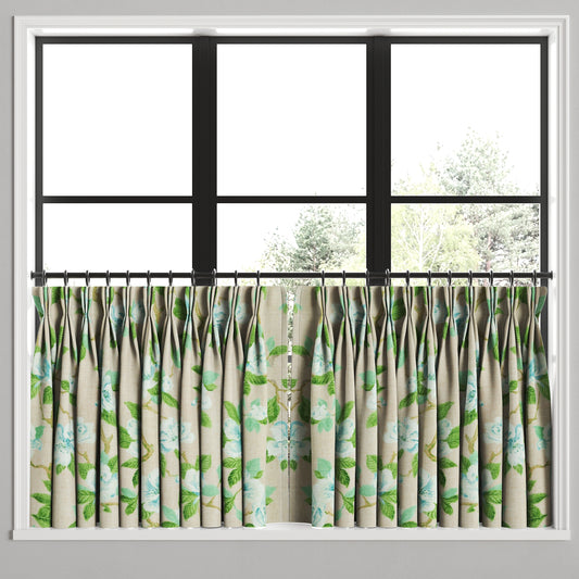 Pinch Pleat Cafe Curtains in Grandma's Floral - Pink