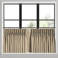 Pinch Pleat Cafe Curtains in Little White Line - Cognac