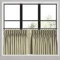 Pinch Pleat Cafe Curtains in Little White Line - Sage