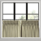 Pinch Pleat Cafe Curtains in Little White Line - Sage