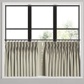 Pinch Pleat Cafe Curtains in Little White Line - Seaglass