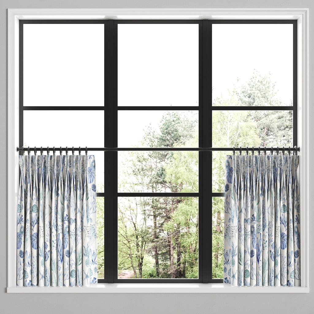 Pinch Pleat Cafe Curtains in Montauk - Ocean