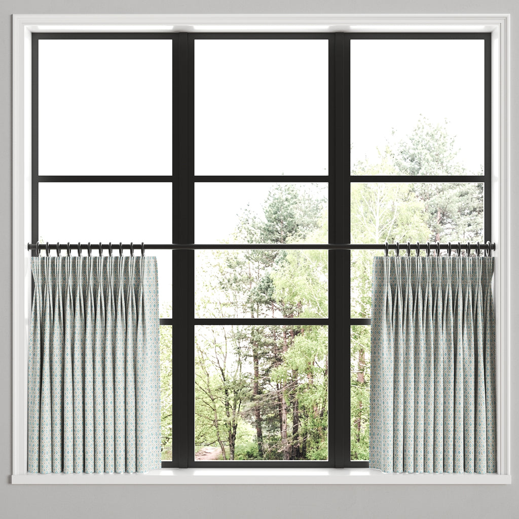 Pinch Pleat Cafe Curtains in Positive Print - Rain