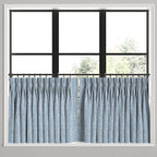 Pinch Pleat Cafe Curtains in Positive Print - Azure