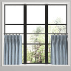 Pinch Pleat Cafe Curtains in Positive Print - Azure