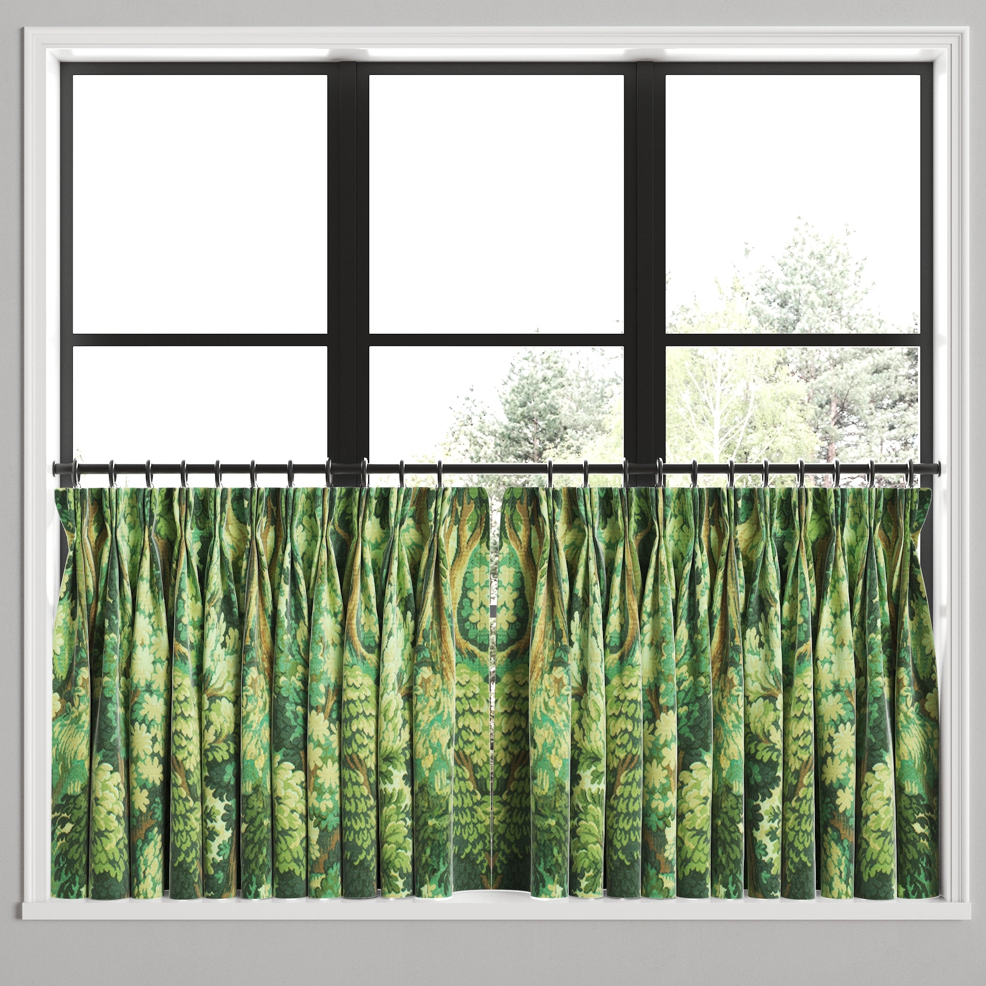 Pinch Pleat Cafe Curtains in Enchanted Forest - Emerald – Loom Decor