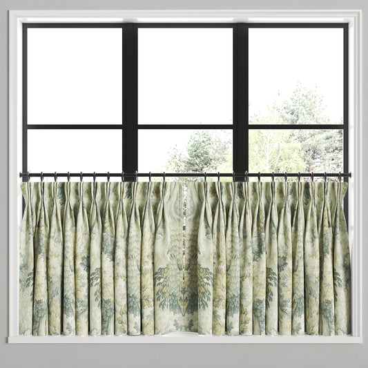Pinch Pleat Cafe Curtains in Enchanted Forest - Mineral