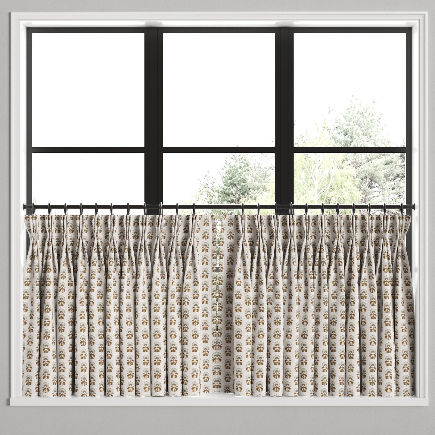 Pinch Pleat Cafe Curtains in Mini Florals - Birch