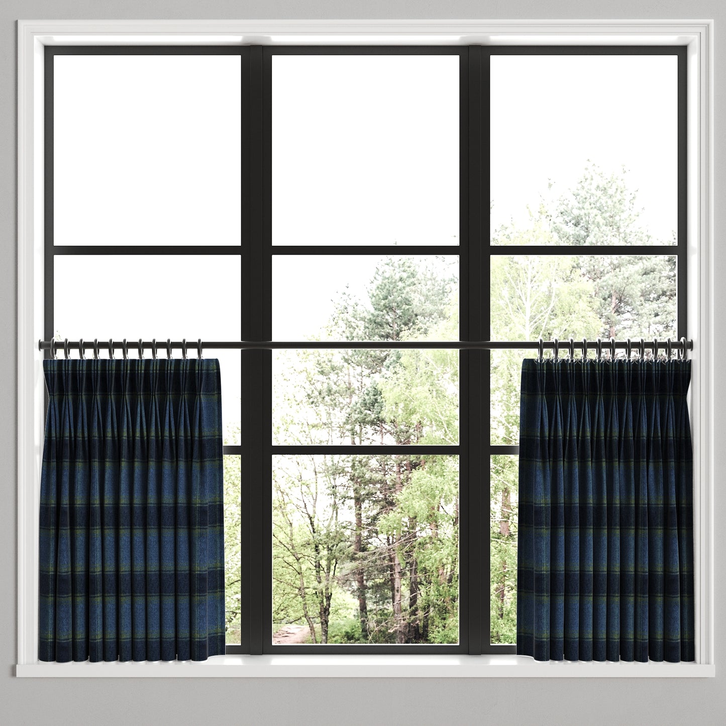 Pinch Pleat Cafe Curtains in Cozy Cabin - Ink