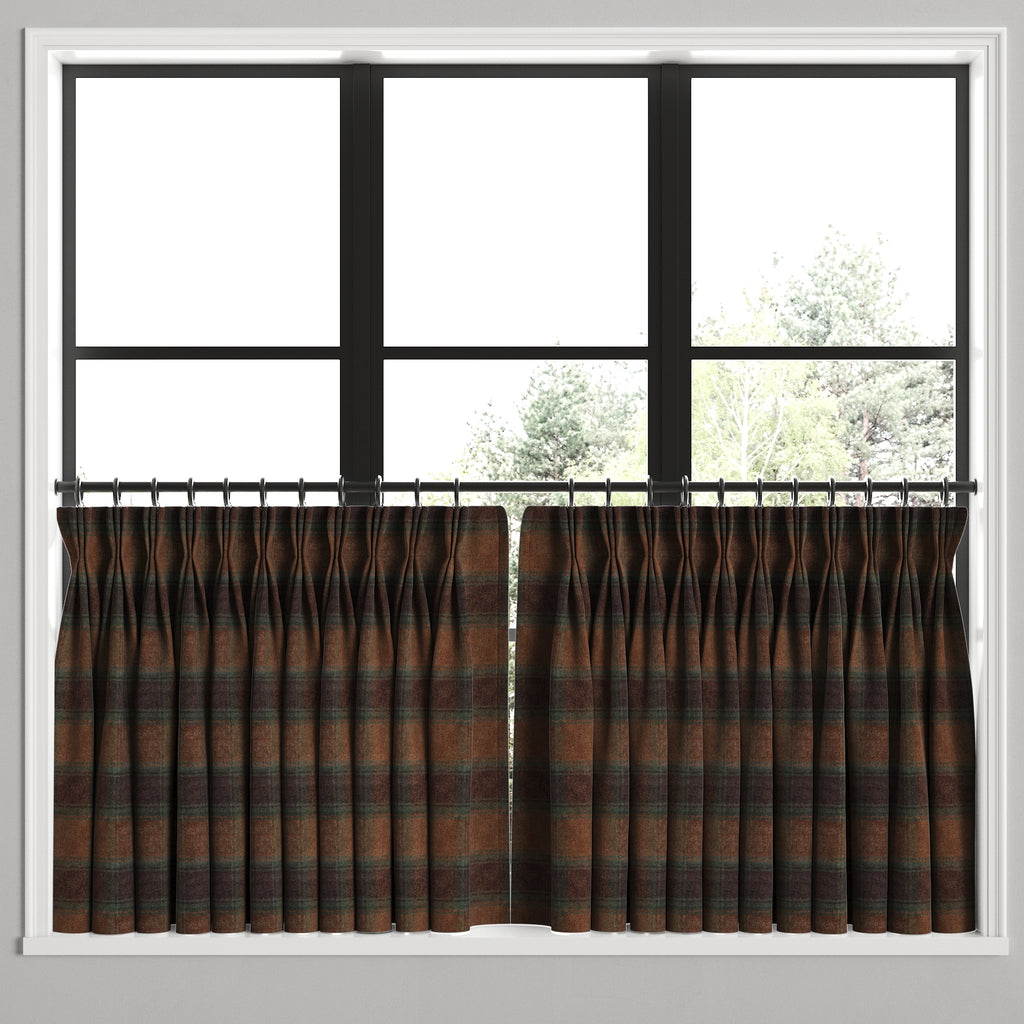 Pinch Pleat Cafe Curtains in Cozy Cabin - Pumpernickel