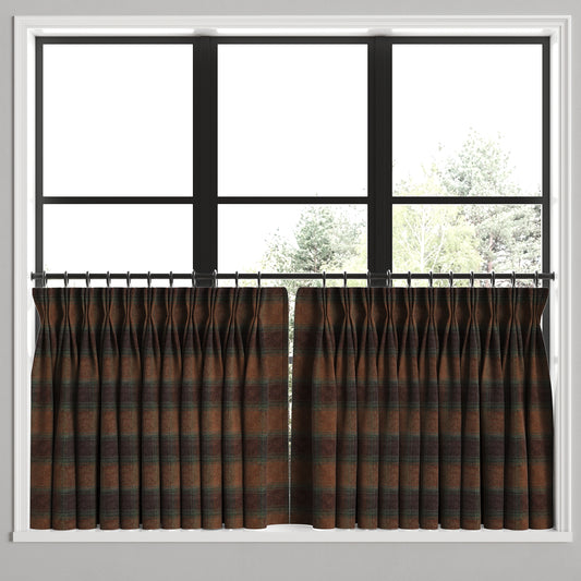 Pinch Pleat Cafe Curtains in Cozy Cabin - Pumpernickel