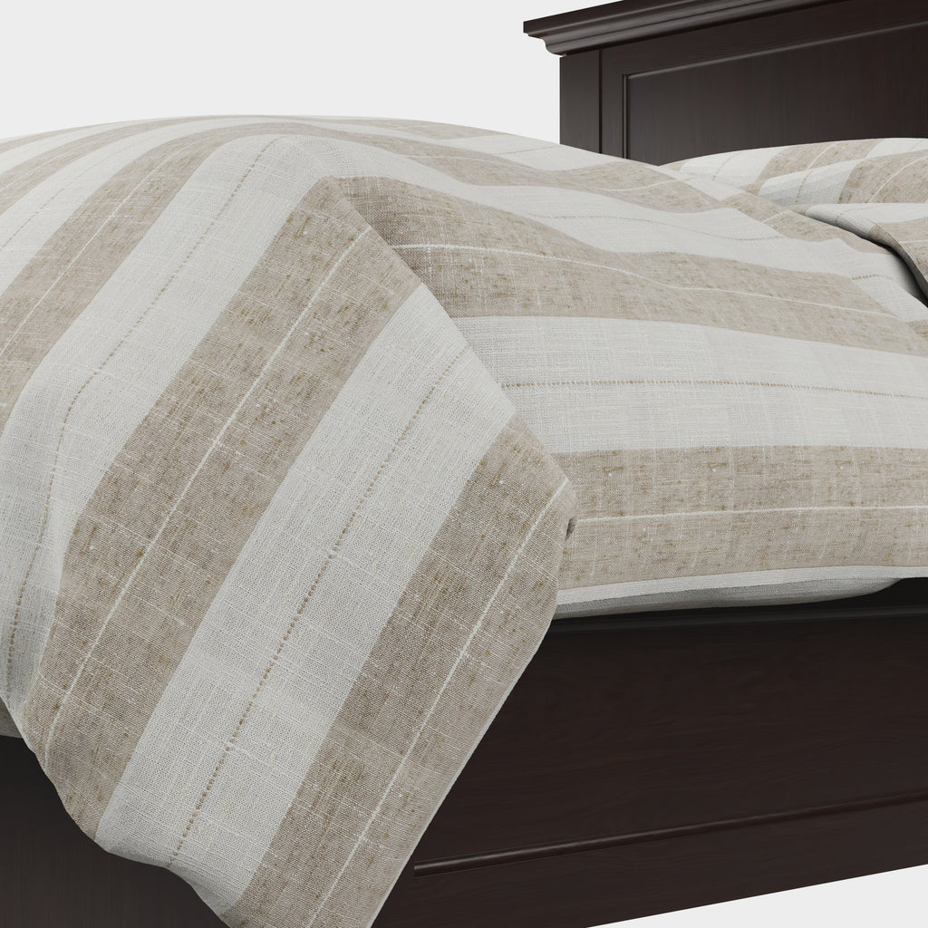 Duvet Cover in French Laundry Stripe - Champagne